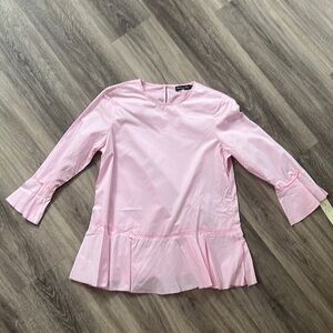 Estelle and Finn Ruffle Trim Shirt Pink Elegant Blouse Cotton Office